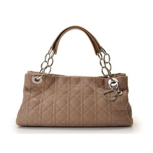 Dior Cannage Chain Handbag Beige Tan Lambskin by Christian